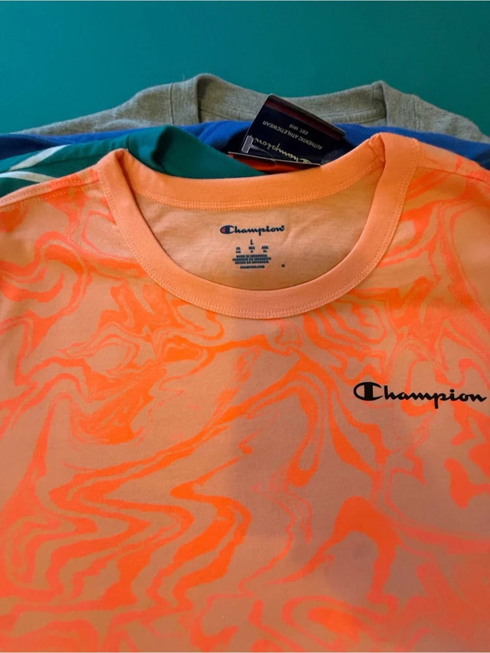Champion Orange Neon Marble Short Sleeve Tee - Picture 2 of 2